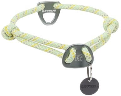 Ruffwear Knot-a-Collar Medium Dog Collar, Climbing Rope Reflective Pet Dog Collar with Aluminum V-ring Dog Lead Attachment, Adjustable & Strong for Dog Walking, Size M (36-50cm), Moss Green