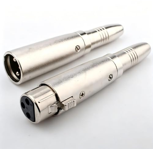 VISSQH 2 Stück XLR 3-Pin Stecker auf Klinke 6,35 mm Adapter,Mikrofon-Audiobuchse 3-pin Panel Mount Anschlüsse Mikrofonkabelstecker XLR-Klinken-Anschlüsse Konverter,für Audio Mikrofon usw