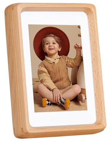 Kattepote Marco de Fotos 10 x 15 cm, Portafotos 4x6 pulgadas, montado en mesa o pared, para fotos de 10 x 15 cm (máximo) y con paspartú para fotos de 7 x 10 cm, fabricado en madera de haya