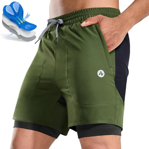 Nepest Mountain Bike Shorts for Men Loose-fit MTB Short Olive Green/Black,L
