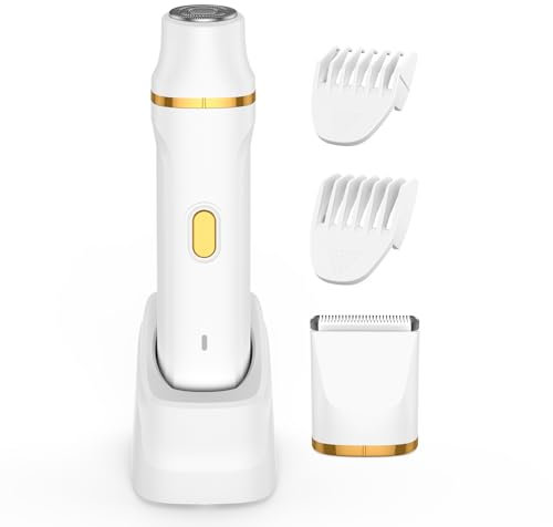 Rasoir Electrique Femme, 2 en 1 Tondeuse précise pour visage, Wet&Dry Tondeuse Bikini Femme pour Visage, Bras, Jambes, Aisselles, IPX7, nettoyage facile (Blanc)