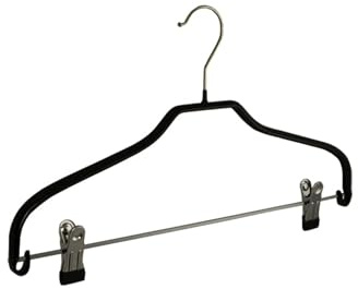 Grucce, Appendiabiti, Set di 5 pezzi, Metallo, Nero, Rivestimento Antiscivolo, Antiscivolo Clip, Camicie, Camicette, Giacca, Gonna, Pantaloni, Gancio Non Girevole, 40 cm (8327_00/5)