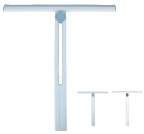 3 Pack Shower Squeegee, 360° Rotating Silicone Scraper, Foldable Shower Squeegee, Multi-purpose Shower Glass Rubber Squeegee for Tile, Walls, Mirror, Car Window, Countertop (2 Blue+1 White)