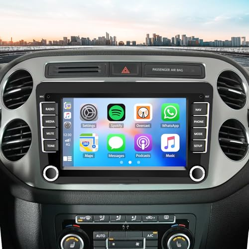2+32G Android 13 bilradio-navigator för VW Tiguan 2009–2015 2016 2017 med Carplay Android bil, 7 tums pekskärm bil spelare radio GPS, navigationshuvud enhet med WLAN Bluetooth FM RDS backkamera