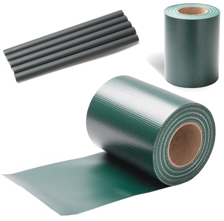 Fogmiea Striscia frangivista in PVC, pellicola di protezione per 70m x 19cm per recinzione a doppia asta, con 60 clip di fissaggio, 450g/m², protezione antivento per balcone e giardino, verde