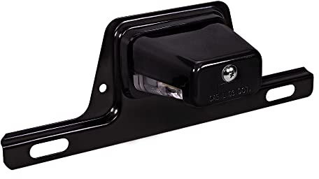 True Mods Black LED License Plate Light for Boat Trailer [Steel Bracket Mount] [DOT FMVSS 108] [SAE L] 12V DC Waterproof Universal Submersible Tag Lamp for Car Work Utility Flat Bed Box Semi Truck RV