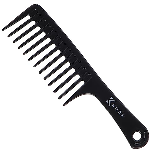 Kobe professionell kolfiber bred tandkam, kompakt kolkratta kam, grova tänder, okrossbar, antistatisk, frisörer, salong frisör hårvårdsverktyg för män och kvinnor, superstark 24 cm.