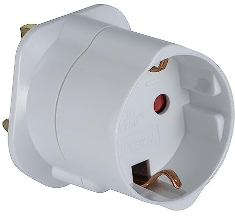 Electraline 70030 Adaptador de Viaje Europa a Tus enchufes de UK, Blanco