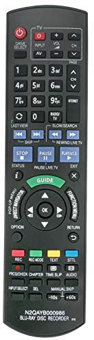 VINABTY N2QAYB000986 Télécommande de Remplacement pour Panasonic DMR-BCT940 Dmr-bst940 Dmr-bct845 Dmr-bct745 Dmr-bst740 Dmr-bst845 Dmr-bct740 Dmr-bct745 Enregistreur de disques Blu-Ray Dmr-bst745