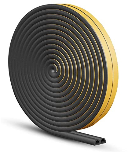 Nastro di Esclusione Della Corrente D'aria per la Finestra Della porta Nastro di Schiuma Autoadesivo Striscia di Isolamento Striscia Meteo 9mm X 6mm X 3M, 2 Guarnizioni Totale 6M, Nero
