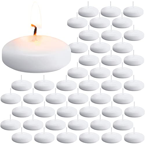 Amyhill 48 Pack Floating Candles 2 Inch Unscented Small White Floating Candles for Centerpieces, Wedding, Party, Christmas Home Decorations Romantic Settings