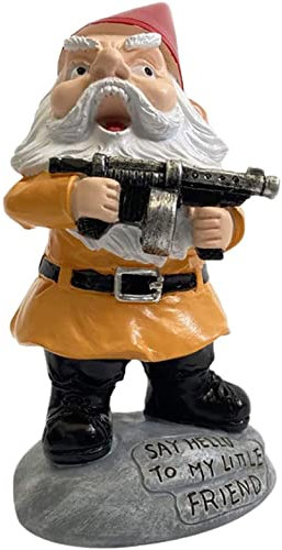 Aopek Garden Gnomes Outdoor Funny Gnomes with Guns - Indoor/Outdoor Garden Gnome Sculpture Patio Yard Lawn Dwarf Decoration