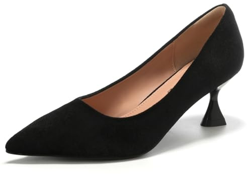 EBYNUE Women's Pumps Elegant Kitten Heels 2.5 inch Party Wedding Office Comfortable Dress Shoes Black/Velvet