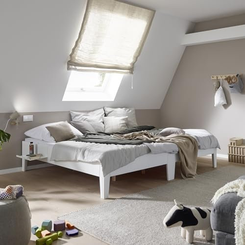 Ecolignum Familienbett Modena 280x200 Erle, Massivholzbett mit geölter Oberfläche, FSC & PEFC Zertifiziert, modernes Design, Bettgestell ohne Matratze & Lattenrost, Massiv Bett Familien-Bett Bed