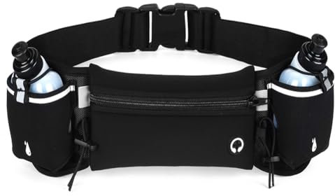Flintronic Gürteltasche, Sport Bauchtasche mit Trinkflasche, Atmungsaktiv Sport Hüfttasche, Bauchtasche mit Flaschenhalter, für Laufen Camping Klettern Radfahren