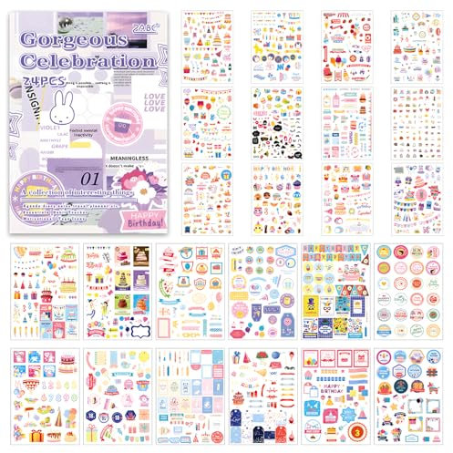 Veszoen 1026 Stück/24 Blatt Multicolor Floral Sticker Set Pflanzen Scrapbooking Aufkleber Scrapbook Stickers Scrapbooking Zubehör Aufkleber für Journaling Fotoalbum Sammelalbum Kalender Notizbuch