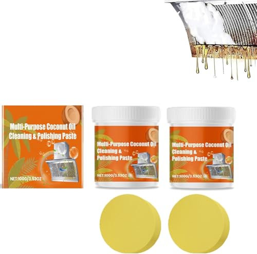 Pasta multiuso per la pulizia e la lucidatura all'olio di cocco, potente detergente multiuso, pasta detergente per la cucina (2)