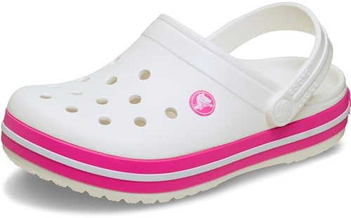 Crocs Crocband Clog K, Zuecos Unisex niños, Blanco Rosa Crush, 33/34 EU