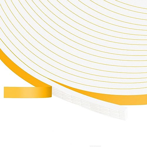 YIMIKI Upgraded Strong Adhesive Draft Excluder for Doors, High Density Foam Tape for Window & Door Sealing, Self-Adhesive Insulation, Soundproofing, Gap Sealing, 3 Rolls, Total 15M