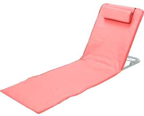 Envenzo Beach Chair Collapsible Foldable Lightweight Carry Bag with Strap With High Back Pillow Pocket (Tropical Red)