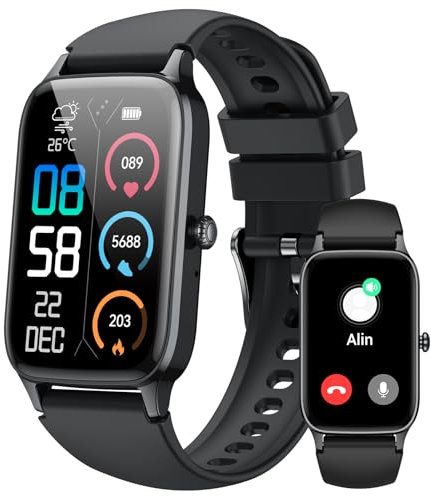 Smartwatch Herren Damen, 1,57HD Fitnessuhr mit Telefonfunktion, 2025 FitnessTracker 110+ Sportmodi, Smart Watch Sportuhr mit SpO2 Herzfrequenz Schlafmonitor Schrittzähler, Smart Band für Android iOS