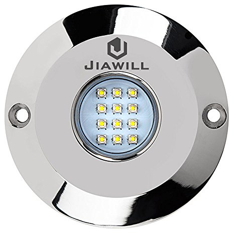 Jiawill 60W Surface Mount Underwater Boat Lights 316L Stainless Steel with Internal Driver and Overheat Protection (Blue)