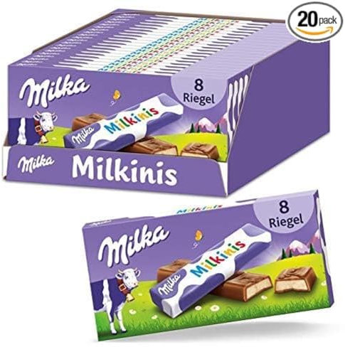 Milka Milkinis Milch 20 x 87,5g, Leckere Schokoriegel mit Milchcrèmefüllung, Einzeln verpackt