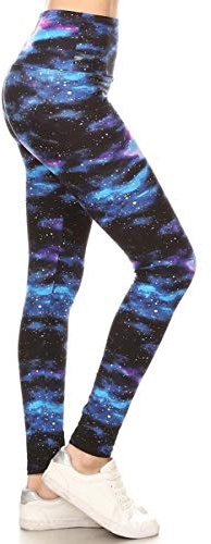 Leggings Depot High Waisted Floral & Space Print Leggings for Women-5 Yoga-R553, Galaxy, One Size