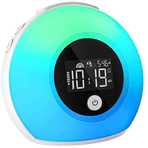 iYeHo Night Light for Kids Bedrooms,Alarm Clock Music Wake Up Light with Bluetooth Speakers,Dimmable Color Changing Night Light,Alarm Clocks for Heavy Sleepers,Music Player for Party Camping