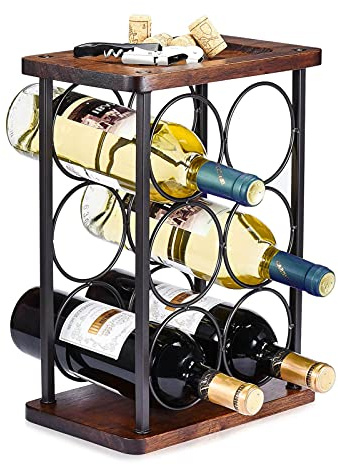 Weinflaschenhalter, 6 Flaschen Wein Regal Stand, Weinregal freistehend aus Holz, perfekt für Heimdekoration & Küche Aufbewahrungsregal, Bar, Keller, Schrank, Speisekammer, etc (Halten 6 Flaschen)