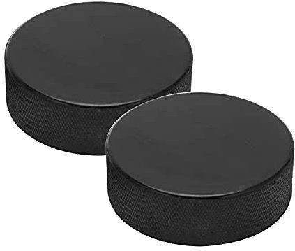Tissting 2 Stück Eishockey Puck Classic für Erwachsene, Schwarz Pucks Vollgummi für Eishockey, Sports Puck Balls für Üben und Klassisches Training, Durchmesser 3, Dicke 1, 12,1 Unzen