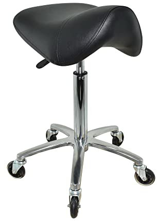 VAKON SALON - Premium Sattelhocker, Sattelstuhl für Rückenentlastung, Rollhocker höhenverstellbar von 55-75 cm Drehhocker, Praxishocker, Bürohocker, Arbeitshocker