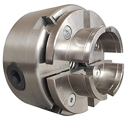 4 Inch Wood Lathe Chuck Set - 1 x 8 tpi & 3/4 x 16 tpi Adapter, Nickel Plated, Self Centering 4 Jaw Wood Turning Chuck