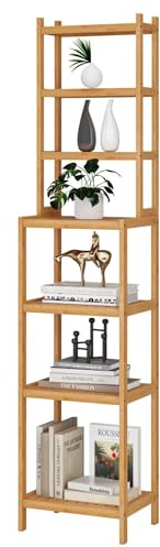 FOREHILL Étagère Salle de Bain Etagere Bambou Meuble Colonne Salle de Bains Étagère de Rangement à 7 Niveaux pour Salon Cuisine 161x36x28cm Chêne