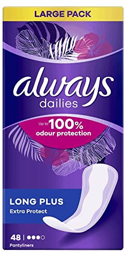 Always Dailies Long Plus Extra Protect Panty Liners, Pack of 48