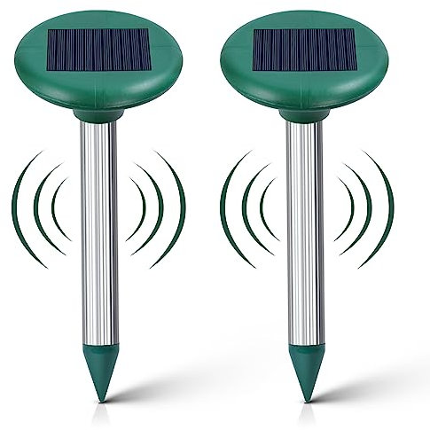 Flintronic 2 Stück Solar Maulwurfabwehr, Wasserdicht Solar Maulwurfbekämpfung, Ultrasonic Solar Maulwurfschreck, Mole Repellent mit IP65, Wühlmausschreck Maulwurf Vertreiber für Den Garten