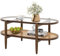 COSTWAY Couchtisch, Beistelltisch mit Glas Tischplatte & Rattan Ablage, Wohnzimmertisch mit Holzbeinen & Holzrahmen, Kaffeetisch für Wohnzimmer, Büro, 102 x 56 x 47 cm