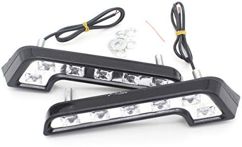 FOLGEMIR LED Tagfahrlicht, L förmige Tagfahrleuchten, 6 SMD LEDs Scheinwerfer, DC 12V, E4, Weiß