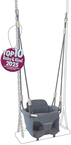 HUDORA Complemento de Columpio Toddler - Columpio de bebé con Bolsa de Transporte - Columpio Exterior Resistente con Respaldo Acolchado y cinturón de Seguridad - Asiento de Columpio hasta 12 kg