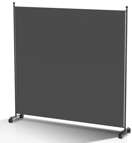 Ansobea Paravento divisorio su ruote, pieghevole, 1 pezzo, 187 x 181 x 30 cm, paravento per uffici e balconi, in fibra di poliestere, facile installazione (antracite)