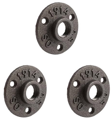 Beelooom 3pièces 1/2 Pouce en Fonte Noire Raccords de Tuyauterie Bride de Plancher Fileté