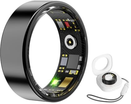 Pgtc Smart ring,Fitnessring för män och Kvinnor,Pulsmätare, Kaloriräknare,Sömnspårare,Hälsring, IP68 Vattentät Smart ring,Kkompatibel med Android iOS (Svart, 9)