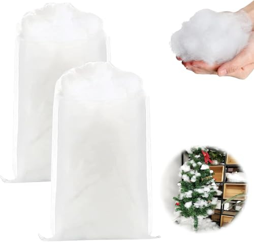 AsyinXson 300 g Christmas Artificial Snow Decoration, Decorative Snow Christmas Snow Fibre Fluffy Simple Christmas Indoor Cotton Wool Decoration Snow for Winter Coat Village Christmas Tree
