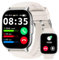 Vtkp Smartwatch Herren Damen, 2,1 HD Touchscreen Smart Watch mit Bluetooth Anrufe, 110+Sportmodi Fitnessuhr, Herzfrequenzmonitor Schlafmonitor Schrittzähler, IP68 Wasserdicht für iOS Android,(Weiß)