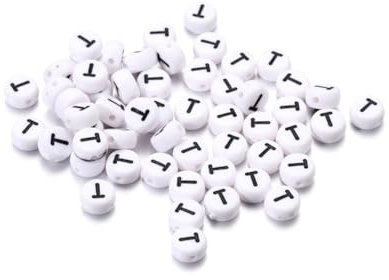 Wisafory 200 Stück Buchstabenperlen Rund Buchstaben Perlen zum Auffädeln Weiß A-Z Spacer Beads mit Loch zum Auffädeln DIY Handwerk Armbänder Halsketten Schmuckherstellung, Individueller Brief T