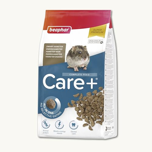 Beaphar Care+ Super Premium-Futter – Futter für Zwerghamster – 500 g – hoher Energiewert – Zahnabfall und ohne Zuckerzusatz – Extrudiertes Futter