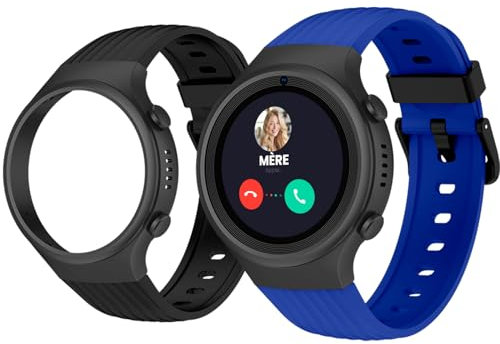 SPC Smartee 4G Junior - Reloj Inteligente para niños con GPS, videollamadas y botón SOS | 1,2” Pantalla, Doble Pulsera Azul y Negra y Modo Tracker | Modo Colegio | Gestión Desde App Smart Clan