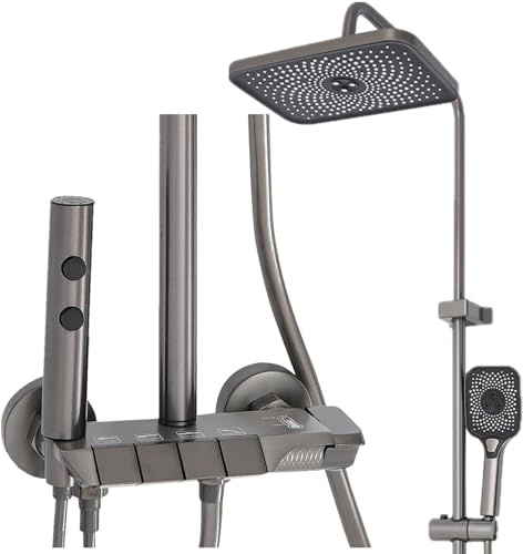 Etrhdfyts Duschsystem med intelligent termostat,4 funktioner, bidé spruta badkarsarmatur regndusch handdusch med 3 lägen, duscharmatur komplett set, duschset med kran, duschset