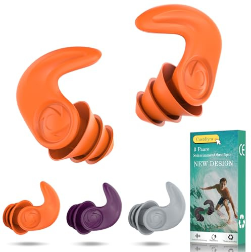 Wasserdichte Ohrstöpsel 3er-Set – Silikon Schwimm-Ohrstöpsel – Wiederverwendbar, mit Etui, perfekter Schutz beim Schwimmen, Duschen & Wassersport