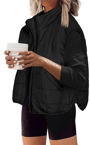Zeagoo Chaleco corto acolchado para mujer, sin mangas, chaqueta de entretiempo, para otoño, ligero, chaleco cálido, chaqueta de invierno con bolsillos